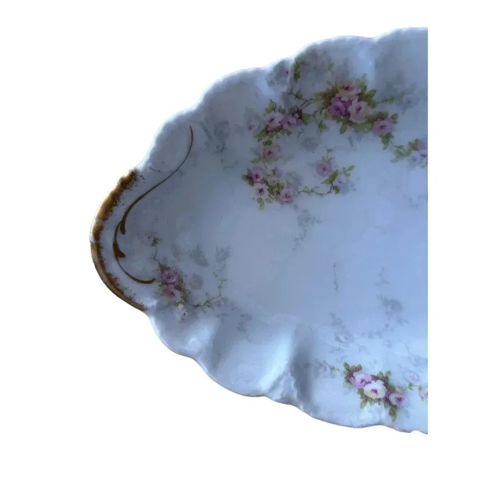 Vintage Haviland Limoge White & Pink Floral Print Dish Plate